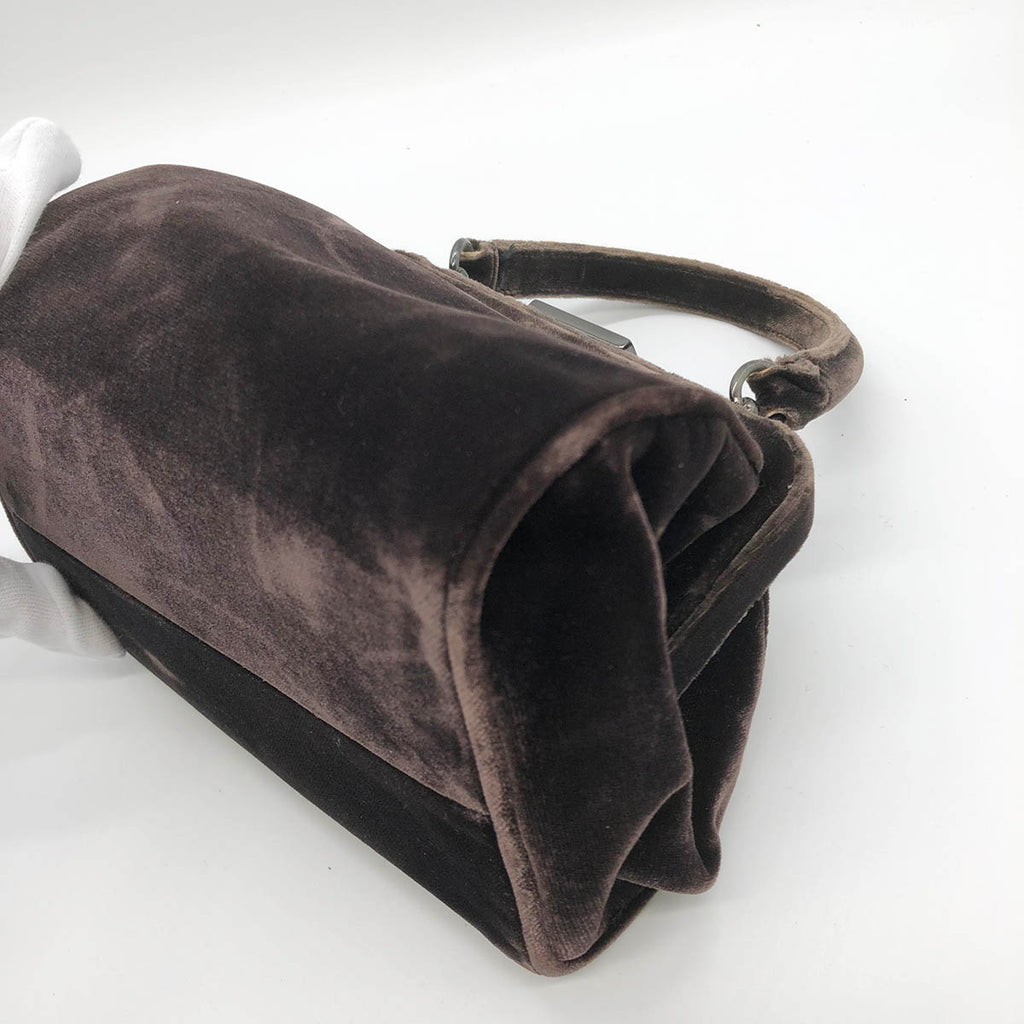 Prada Handbag Velour Brown Pre-owned