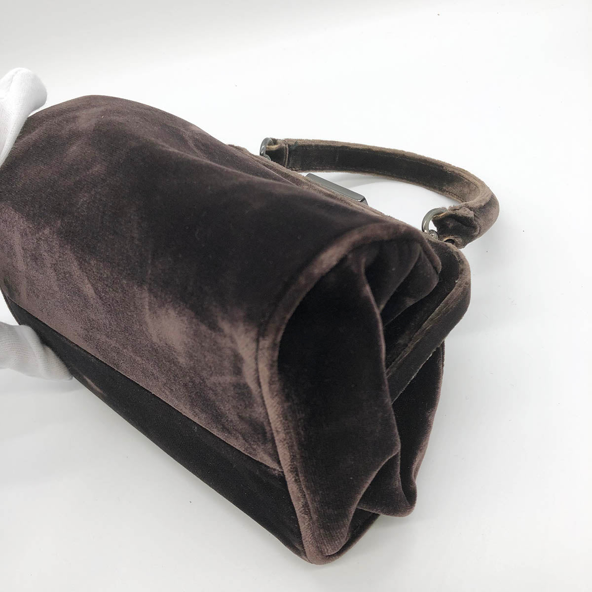 Prada Handbag Velour Brown Pre-owned