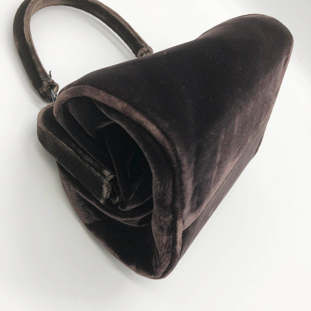 Prada Handbag Velour Brown Pre-owned