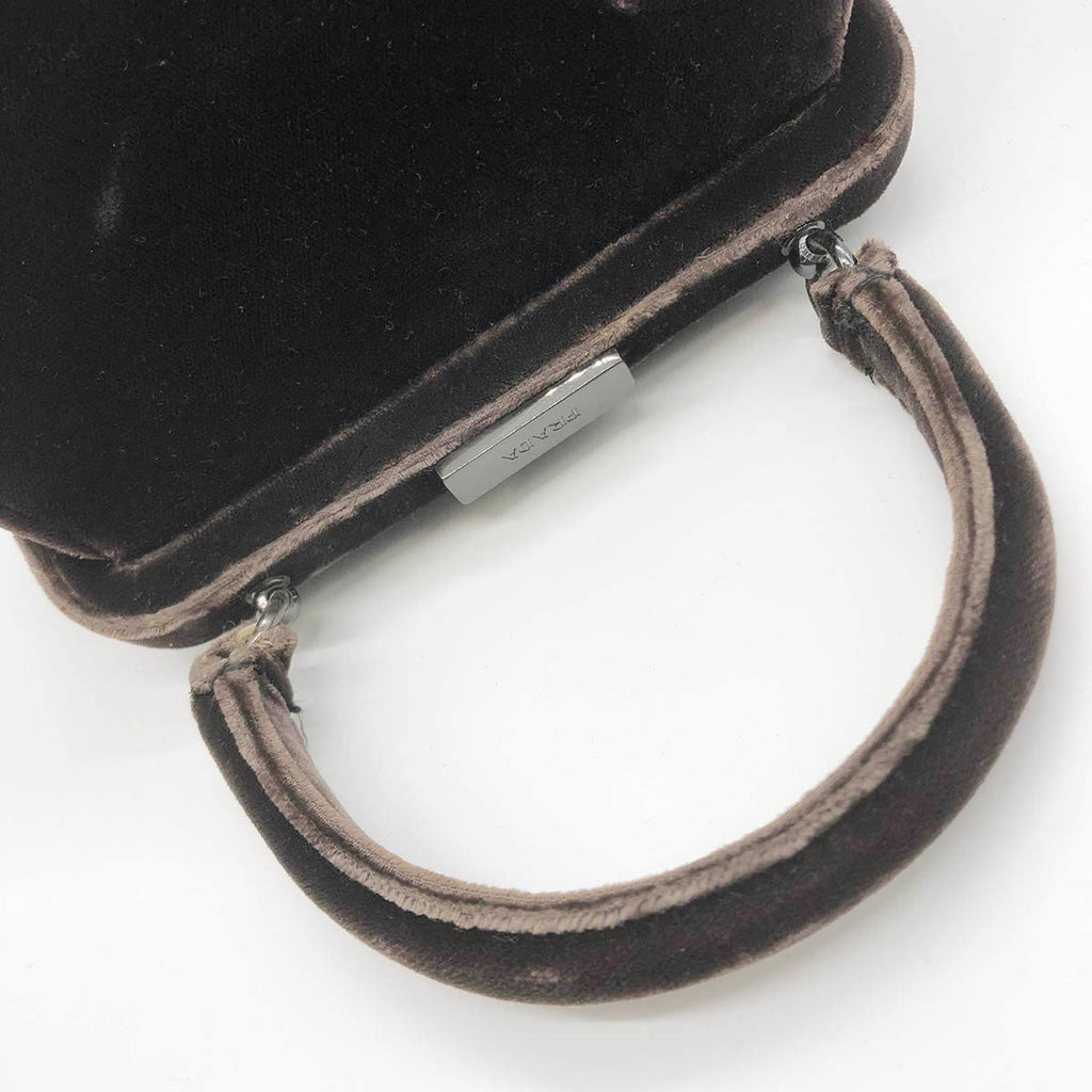Prada Handbag Velour Brown Pre-owned