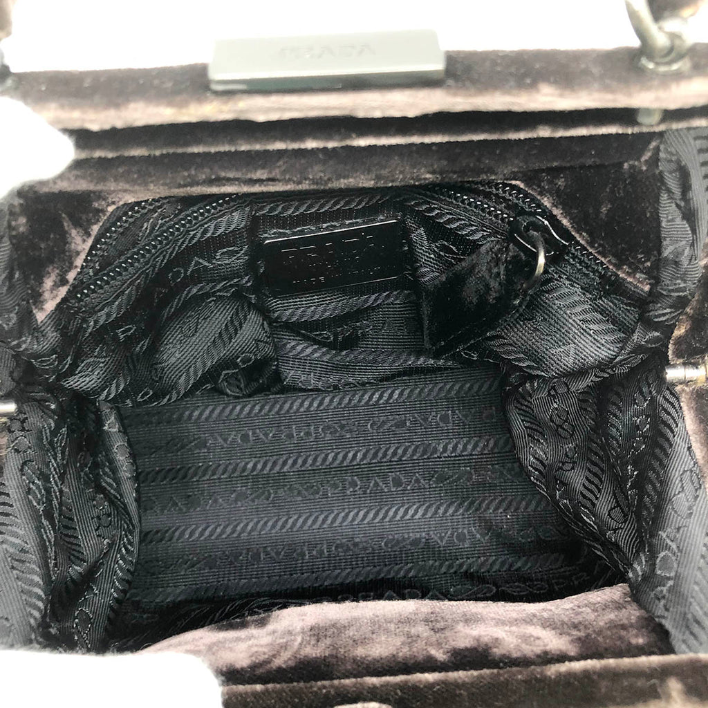 Prada Handbag Velour Brown Pre-owned