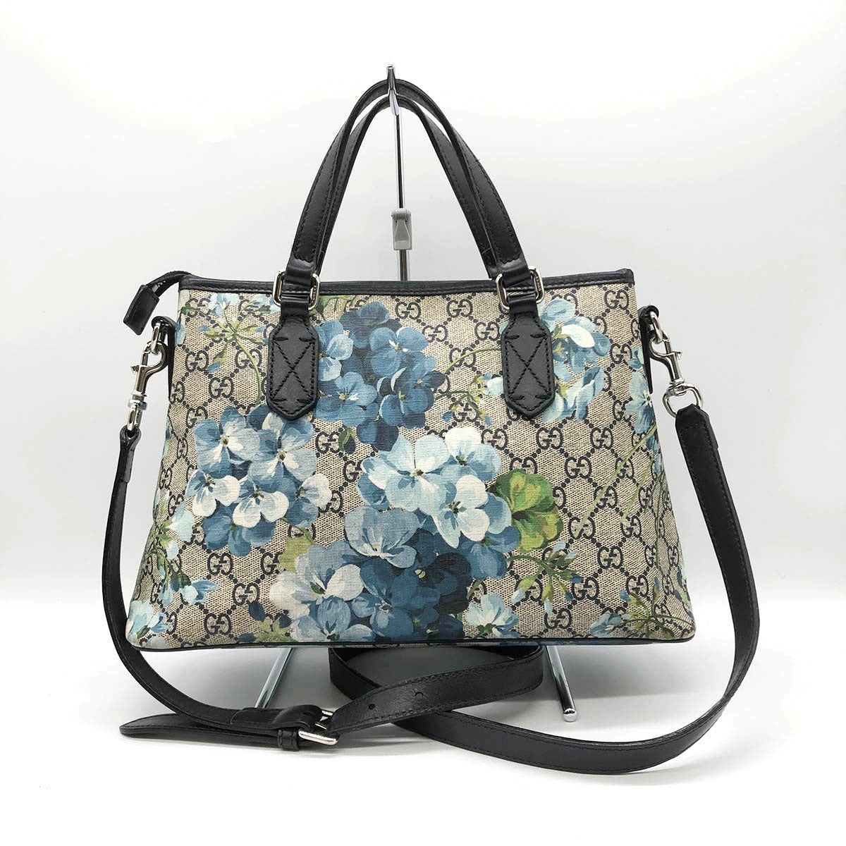 Gucci 429019 GG Blooms 2-Way Handbag/Shoulder Bag Brown/Blue Pre-owned