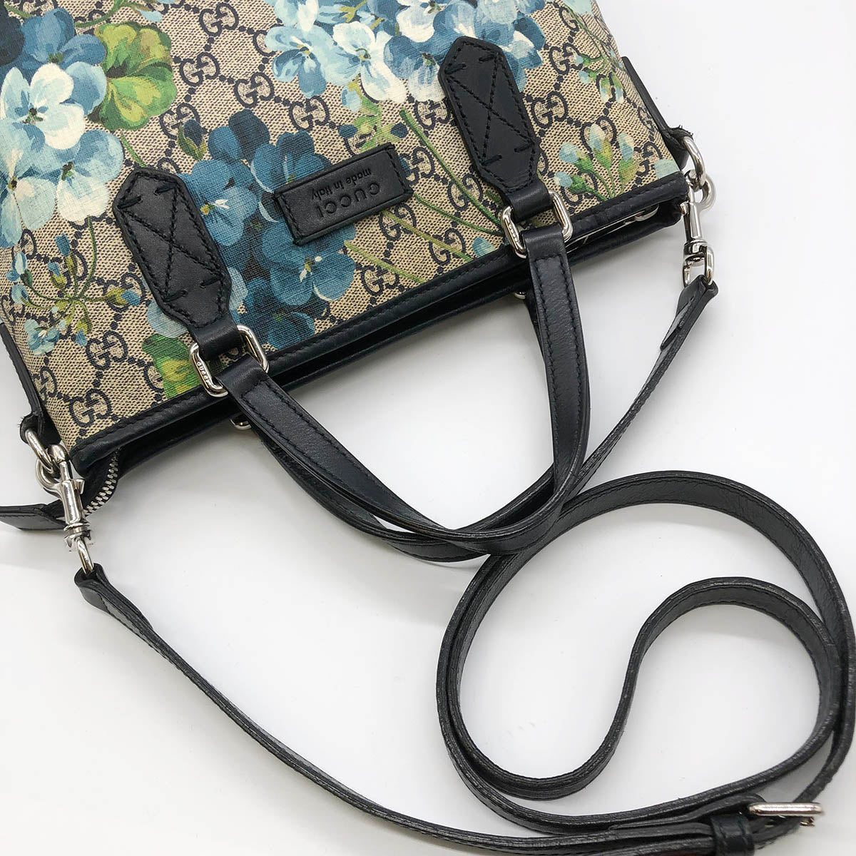 Gucci 429019 GG Blooms 2-Way Handbag/Shoulder Bag Brown/Blue Pre-owned