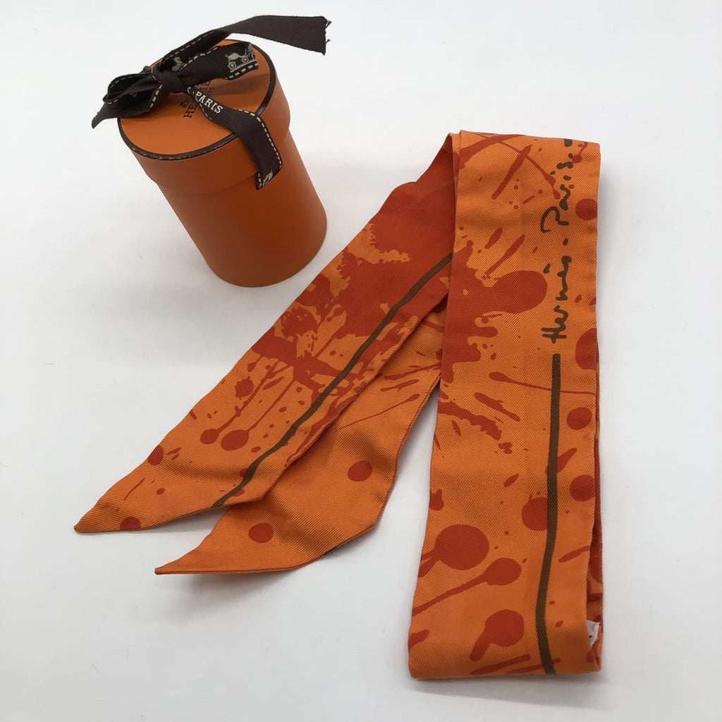 Hermès Twilly Bolduc Scarf Silk Orange Pre-owned
