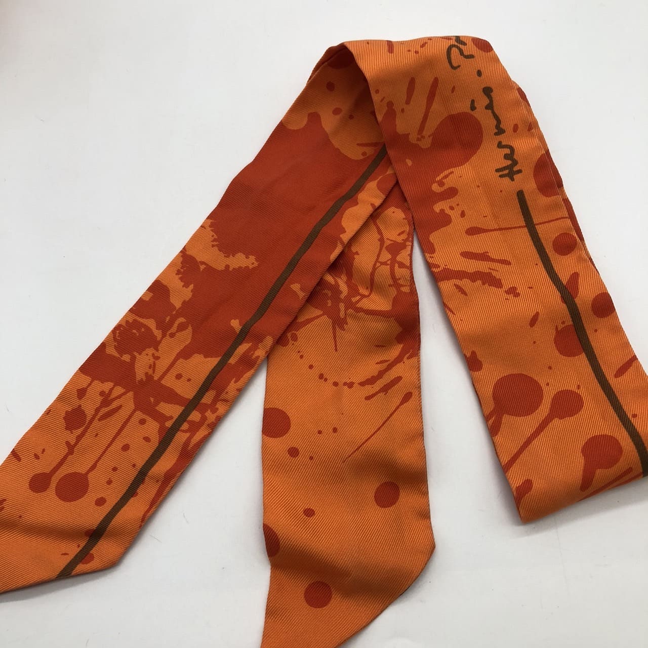 Hermès Twilly Bolduc Scarf Silk Orange Pre-owned