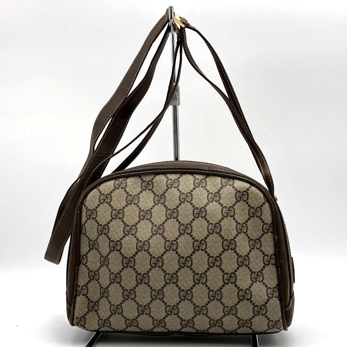 Gucci 001 261 GG Supreme Shoulder Bag PVC Brown Pre-owned