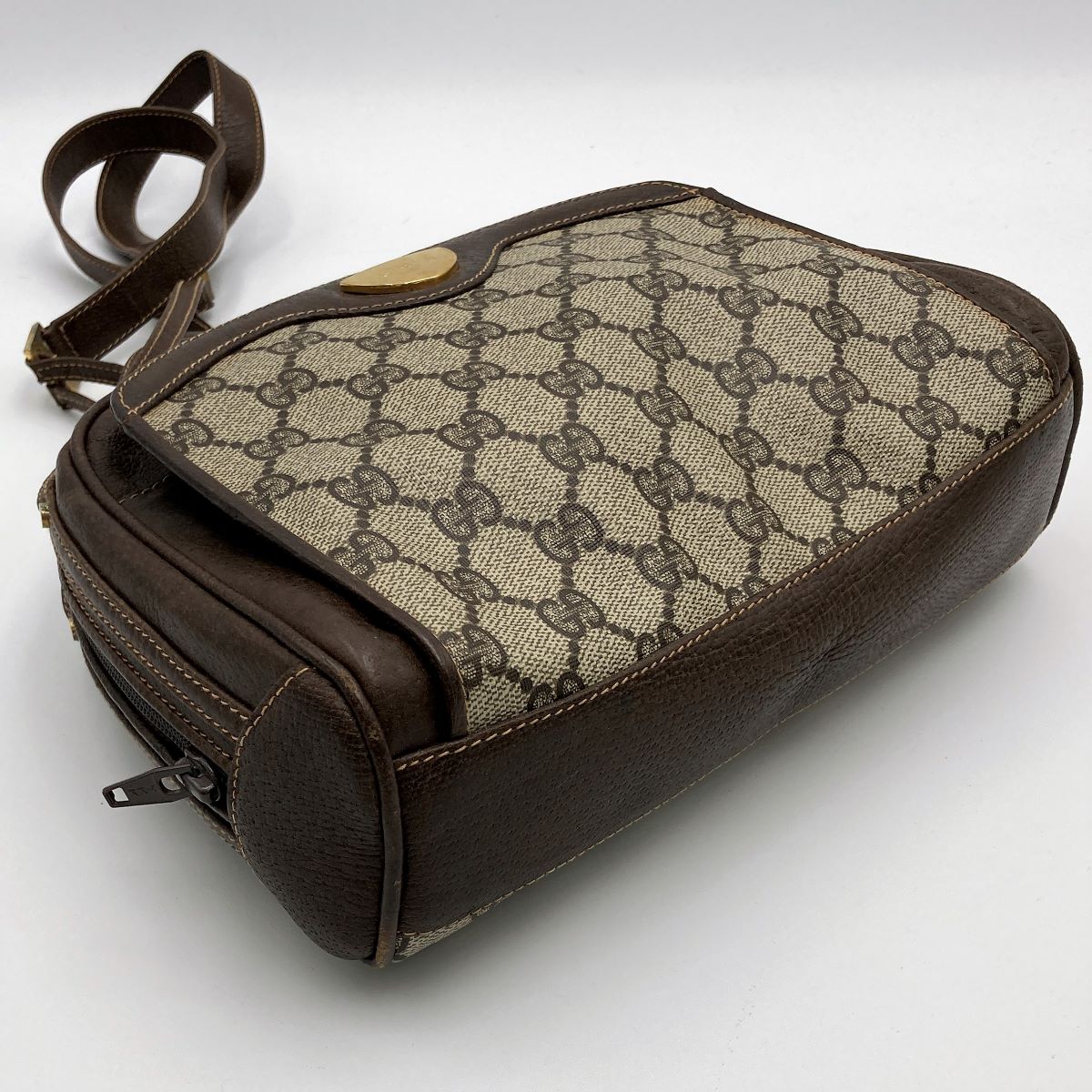 Gucci 001 261 GG Supreme Shoulder Bag PVC Brown Pre-owned