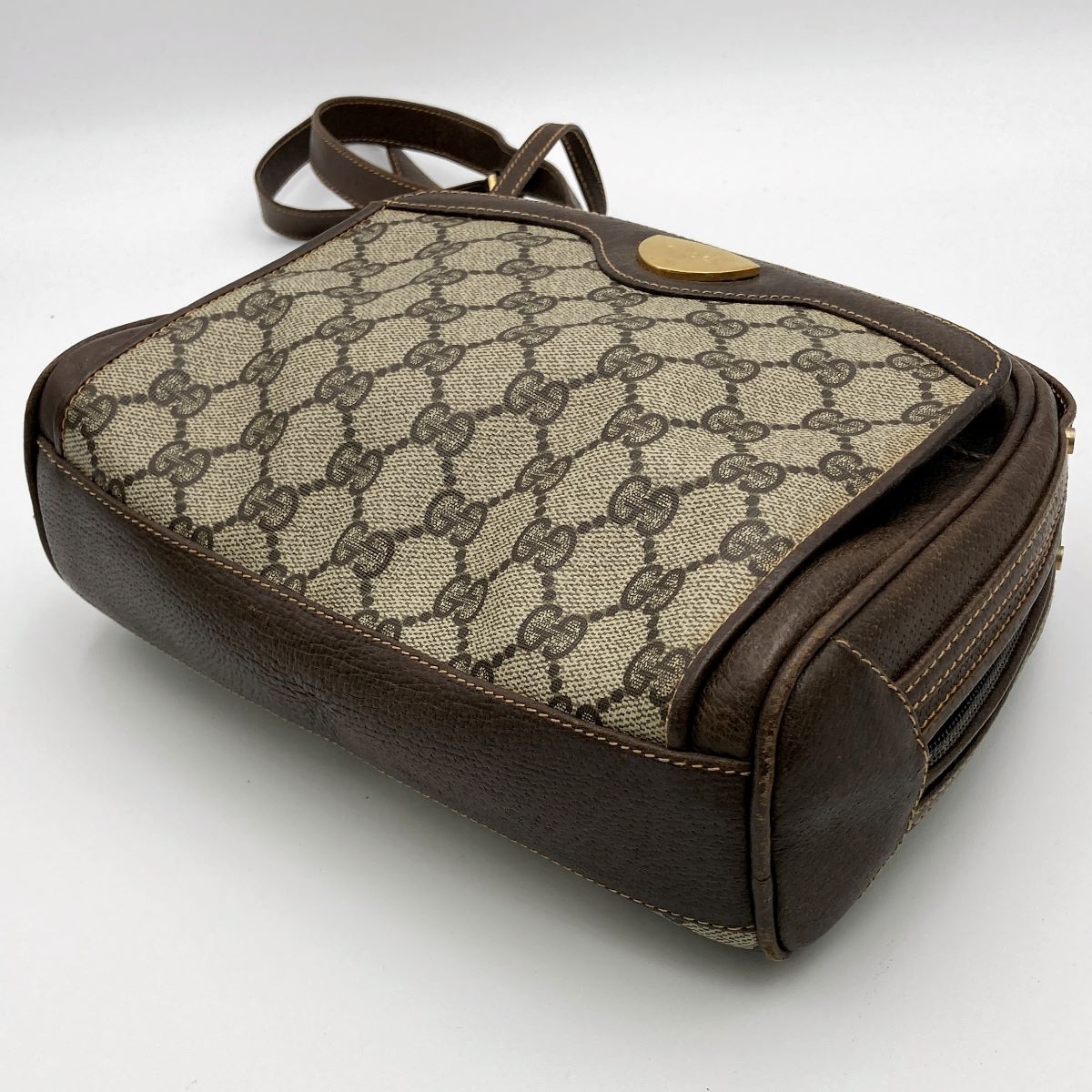 Gucci 001 261 GG Supreme Shoulder Bag PVC Brown Pre-owned