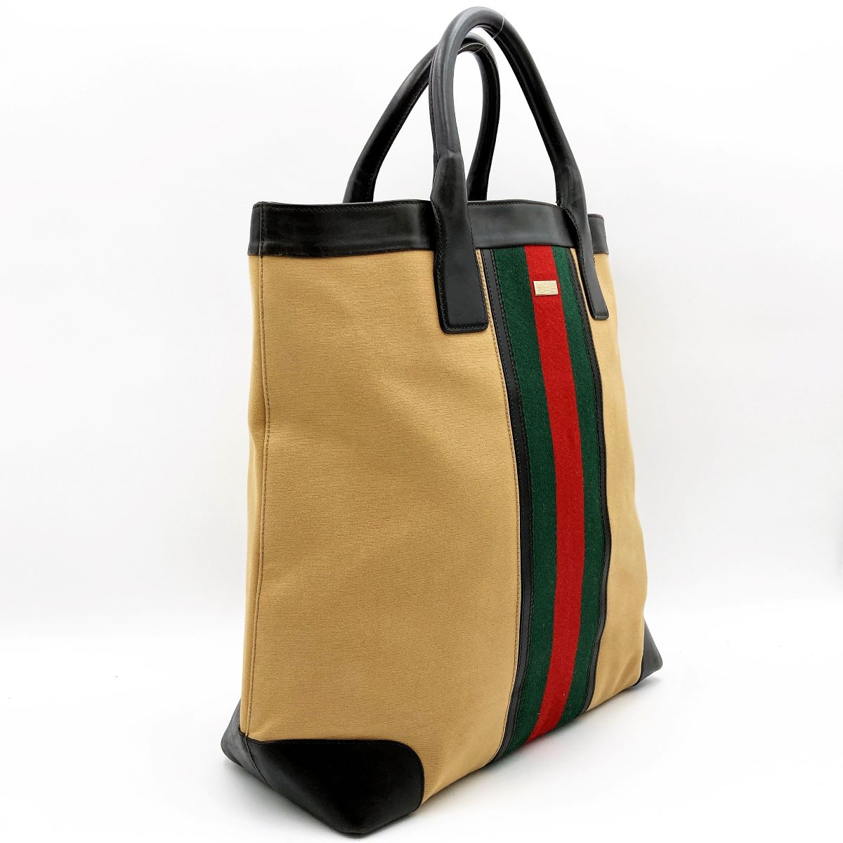 Gucci 002 1121 Sherry Line Tote Bag Canvas/Leather Brown Pre-owned