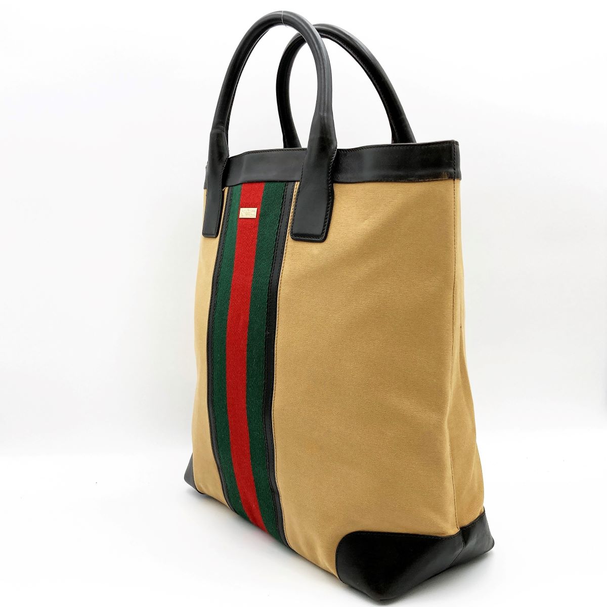 Gucci 002 1121 Sherry Line Tote Bag Canvas/Leather Brown Pre-owned