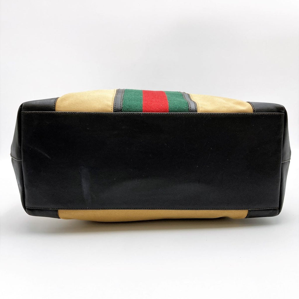Gucci 002 1121 Sherry Line Tote Bag Canvas/Leather Brown Pre-owned