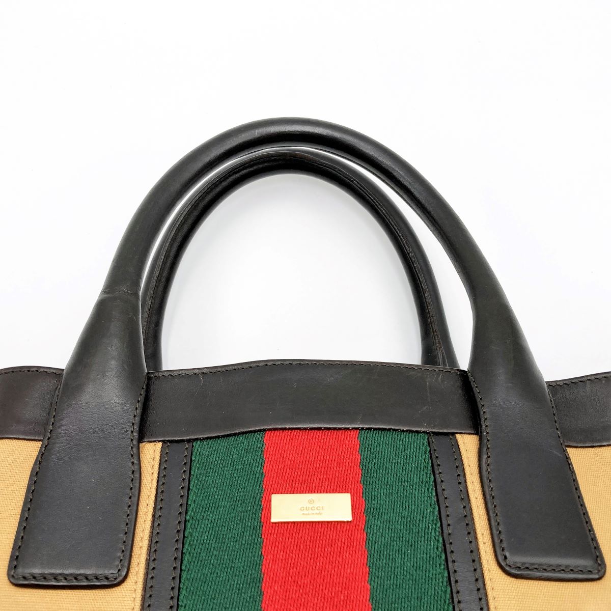 Gucci 002 1121 Sherry Line Tote Bag Canvas/Leather Brown Pre-owned