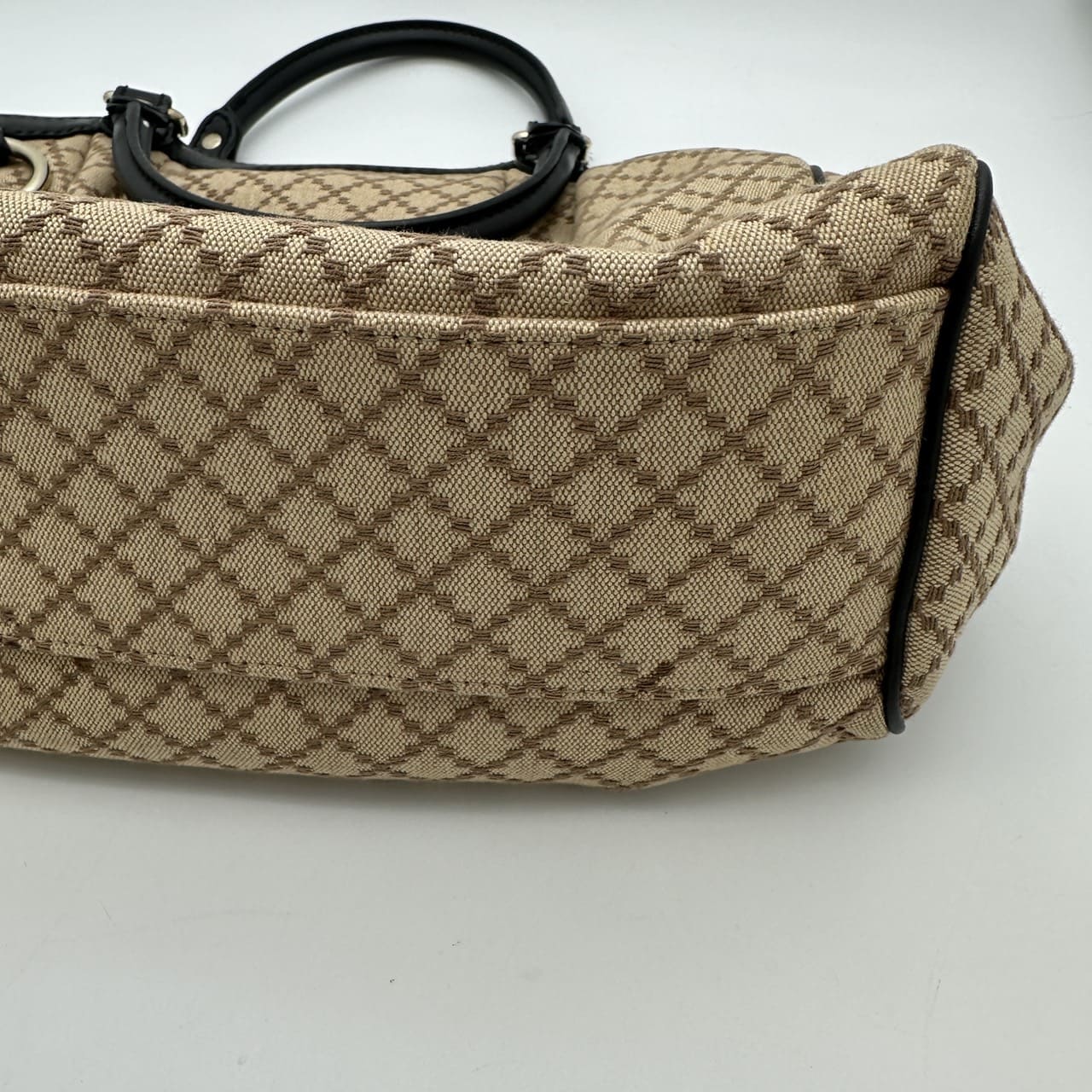 GUCCI 211944 Diamante Tote Bag, Canvas and Leather, Beige and Black, Women's, Brand, PRE-OWNED