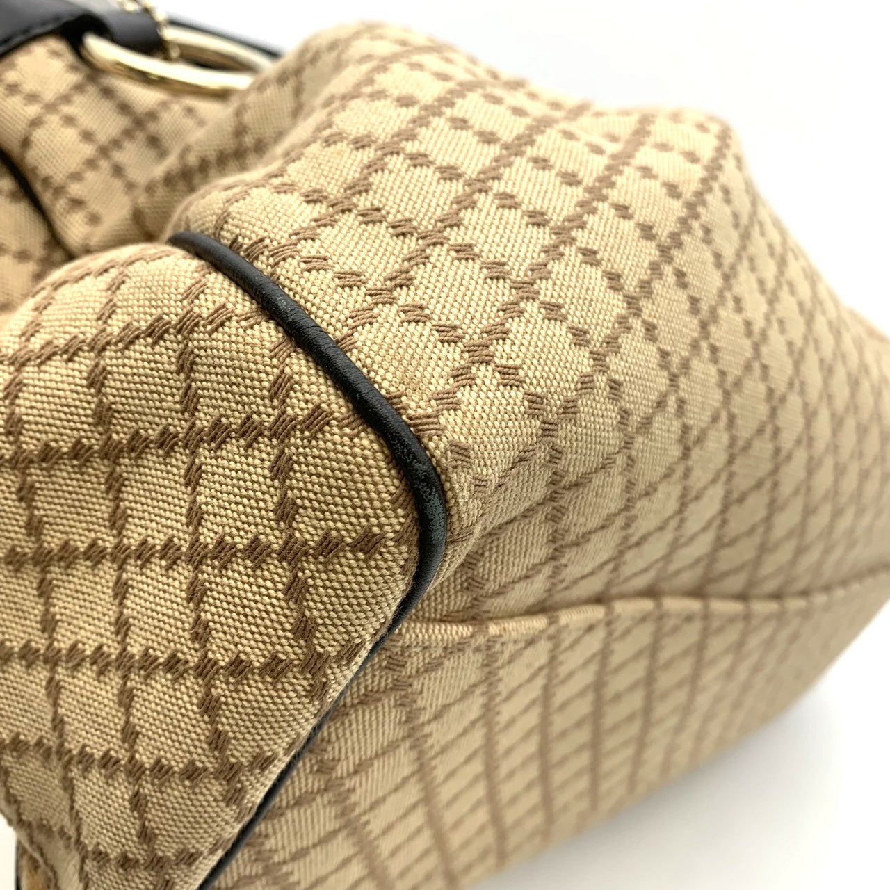 GUCCI 211944 Diamante Tote Bag, Canvas and Leather, Beige and Black, Women's, Brand, PRE-OWNED