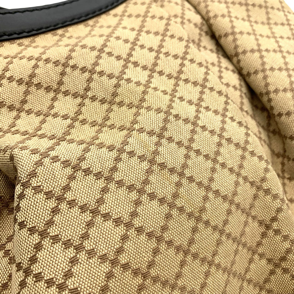 GUCCI 211944 Diamante Tote Bag, Canvas and Leather, Beige and Black, Women's, Brand, PRE-OWNED