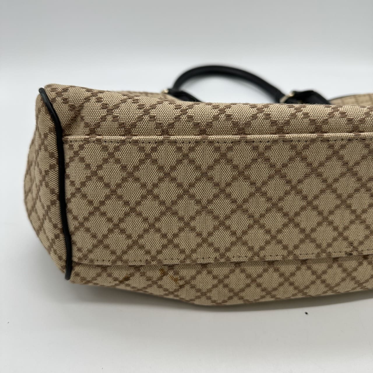 GUCCI 211944 Diamante Tote Bag, Canvas and Leather, Beige and Black, Women's, Brand, PRE-OWNED