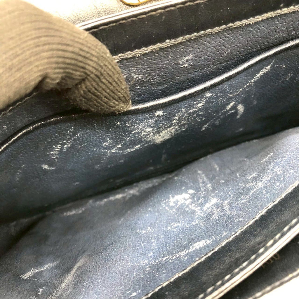 Gucci 001 406 Micro GG Shoulder Bag PVC Leather Navy Pre-owned