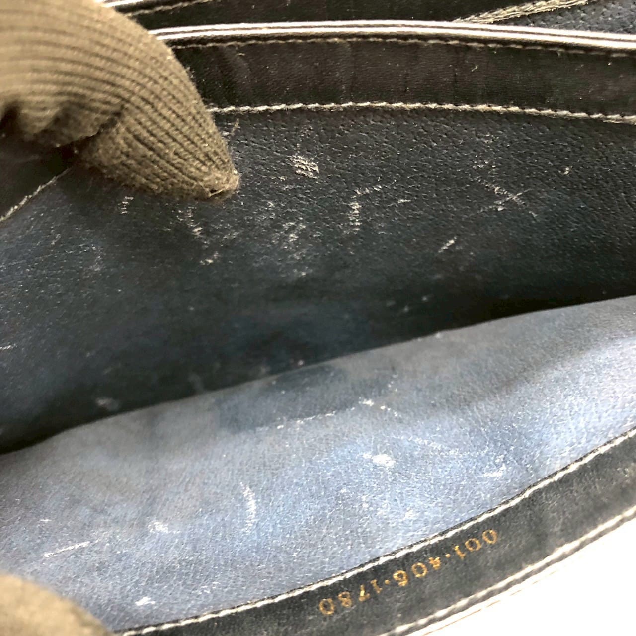 Gucci 001 406 Micro GG Shoulder Bag PVC Leather Navy Pre-owned