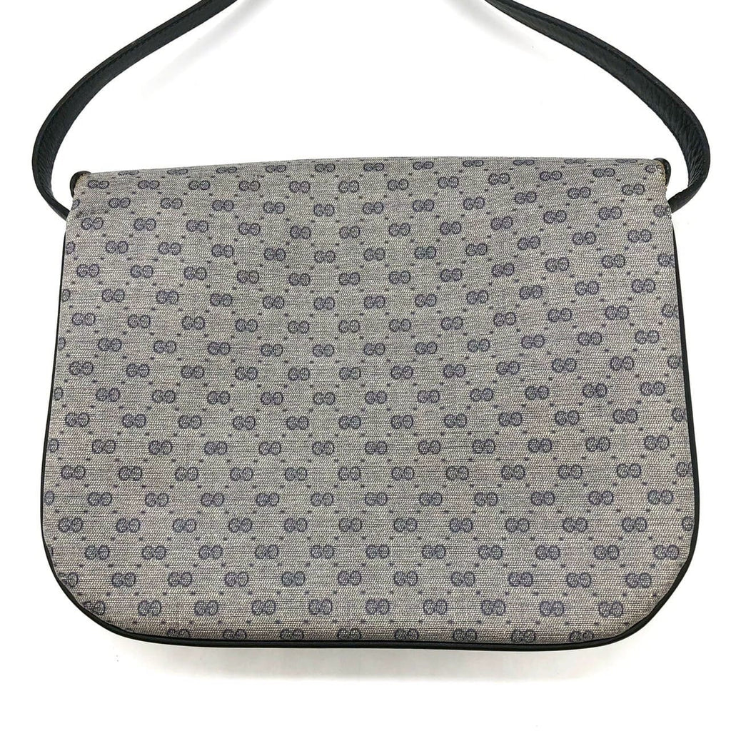 Gucci 001 406 Micro GG Shoulder Bag PVC Leather Navy Pre-owned