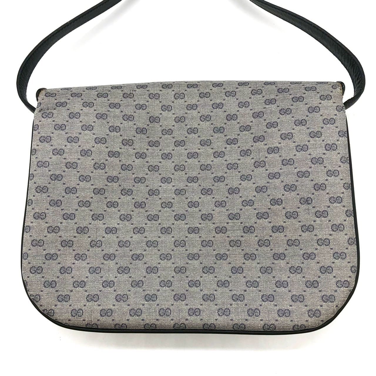 Gucci 001 406 Micro GG Shoulder Bag PVC Leather Navy Pre-owned