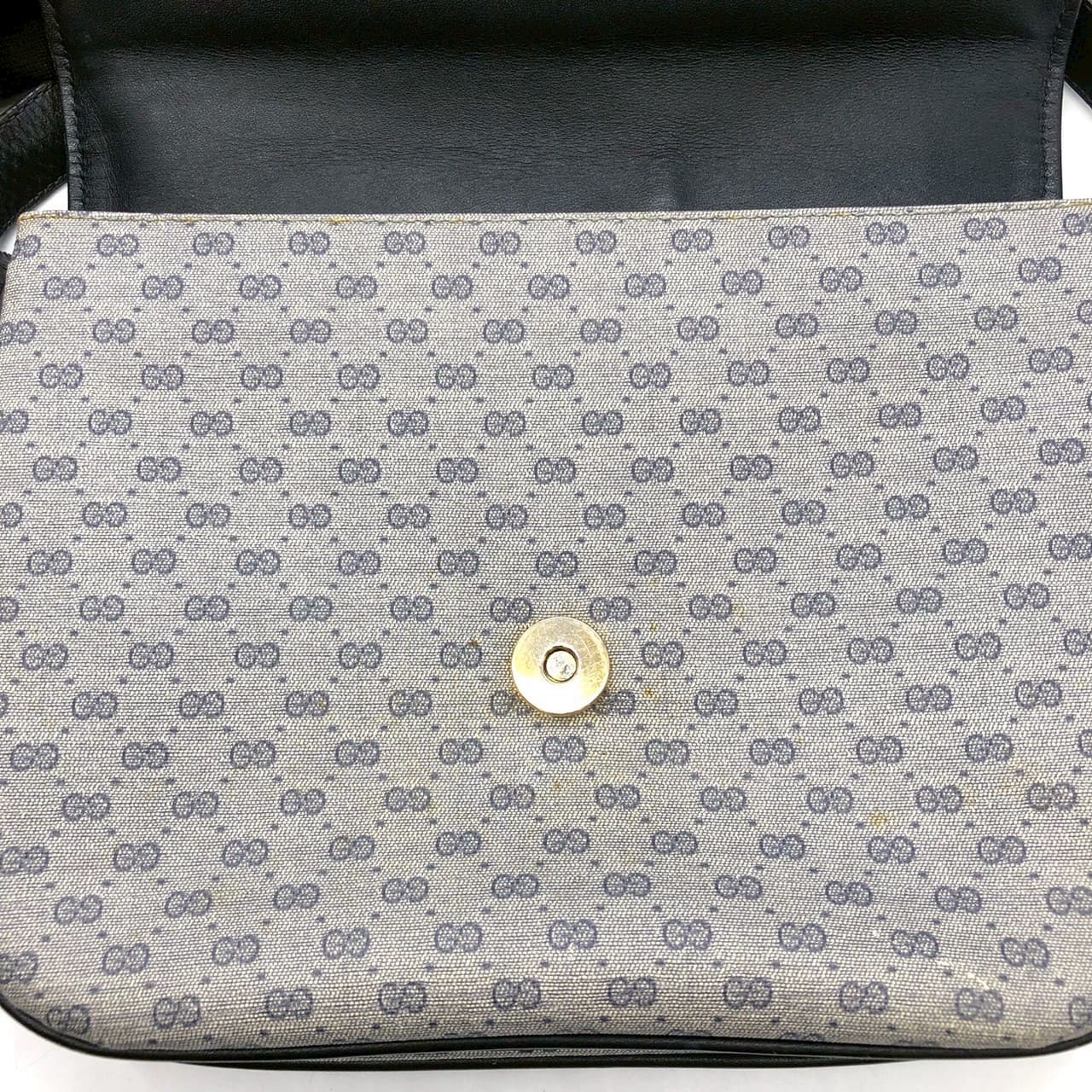 Gucci 001 406 Micro GG Shoulder Bag PVC Leather Navy Pre-owned