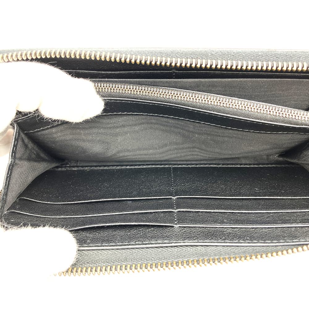 Gucci 658634 Bamboo Double G Round Zip Long Wallet Leather Black Pre-owned