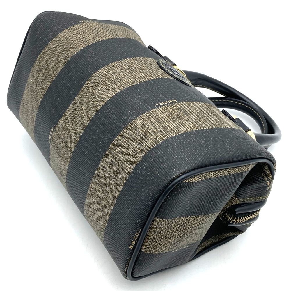 FENDI Mini Boston Handbag, Pecan Style, PVC Leather, Brown/Black, Women's Vintage PRE-OWNED