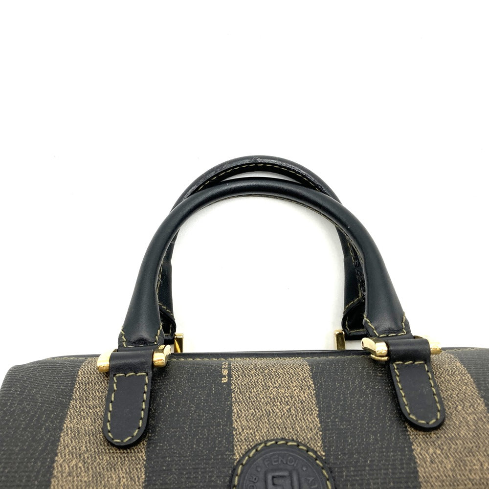 FENDI Mini Boston Handbag, Pecan Style, PVC Leather, Brown/Black, Women's Vintage PRE-OWNED