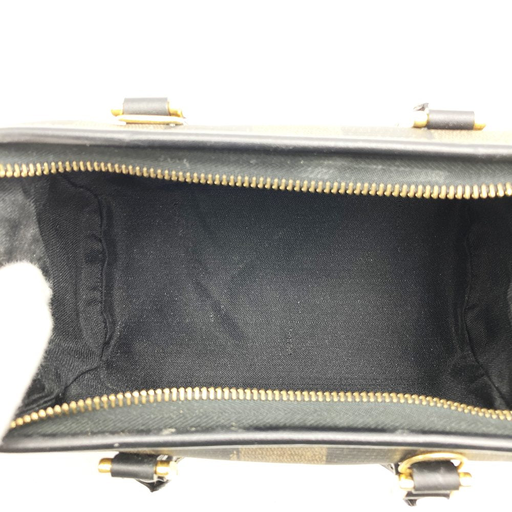 FENDI Mini Boston Handbag, Pecan Style, PVC Leather, Brown/Black, Women's Vintage PRE-OWNED