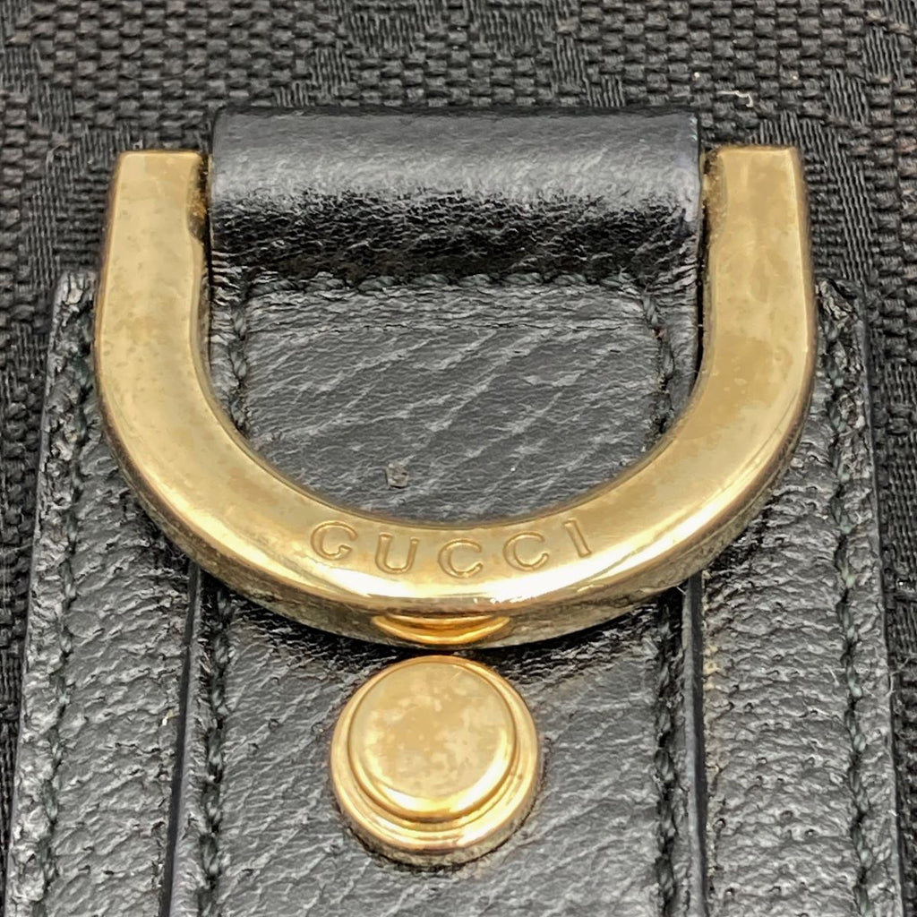 Gucci 131326 Abbey Line Crossbody Shoulder Bag GG Canvas/Leather Black Pre-owned