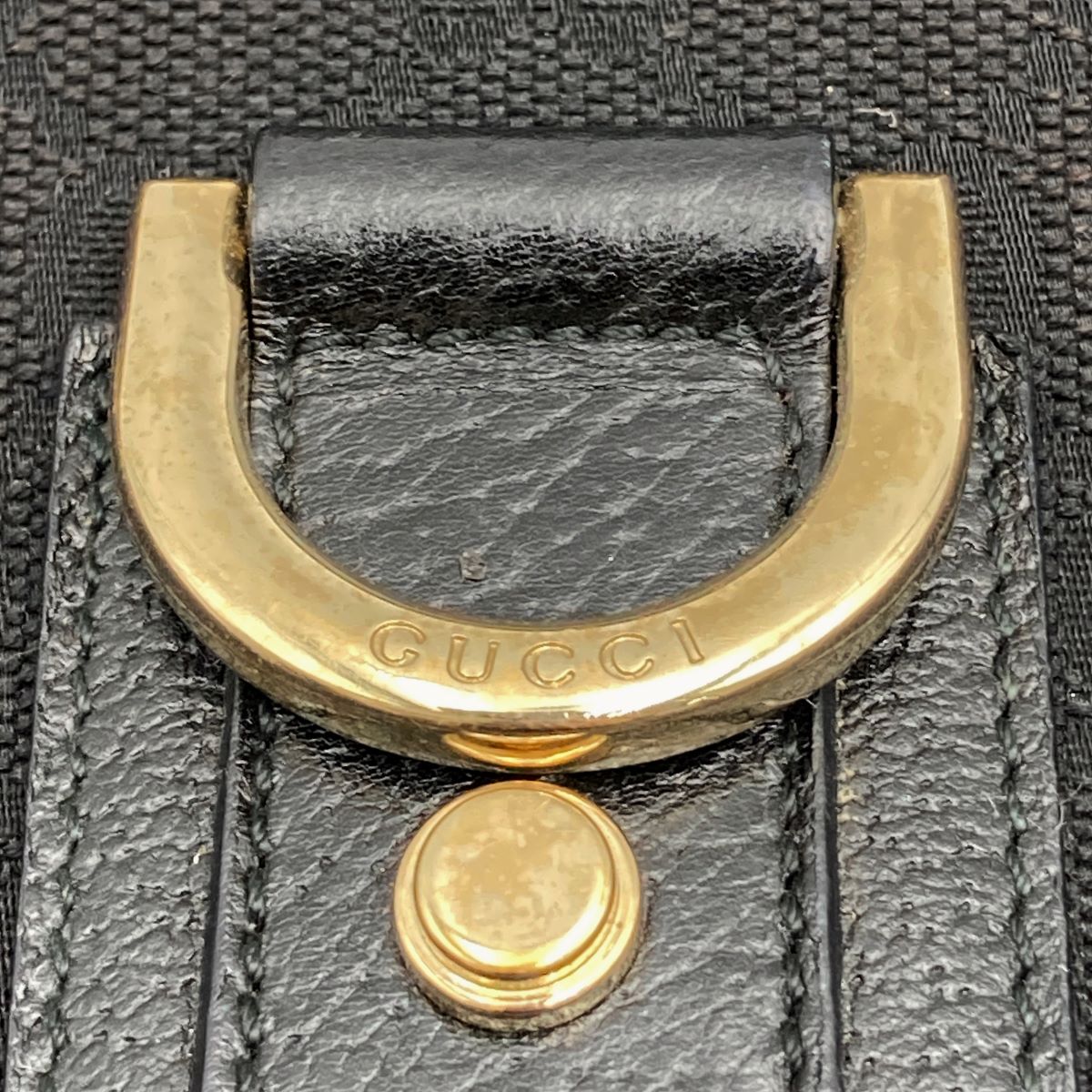 Gucci 131326 Abbey Line Crossbody Shoulder Bag GG Canvas/Leather Black Pre-owned