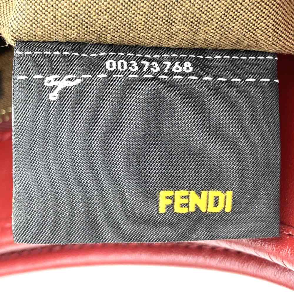 Fendi 8BH156 Zucca Handbag/Tote Bag Canvas Brown/Red Pre-owned