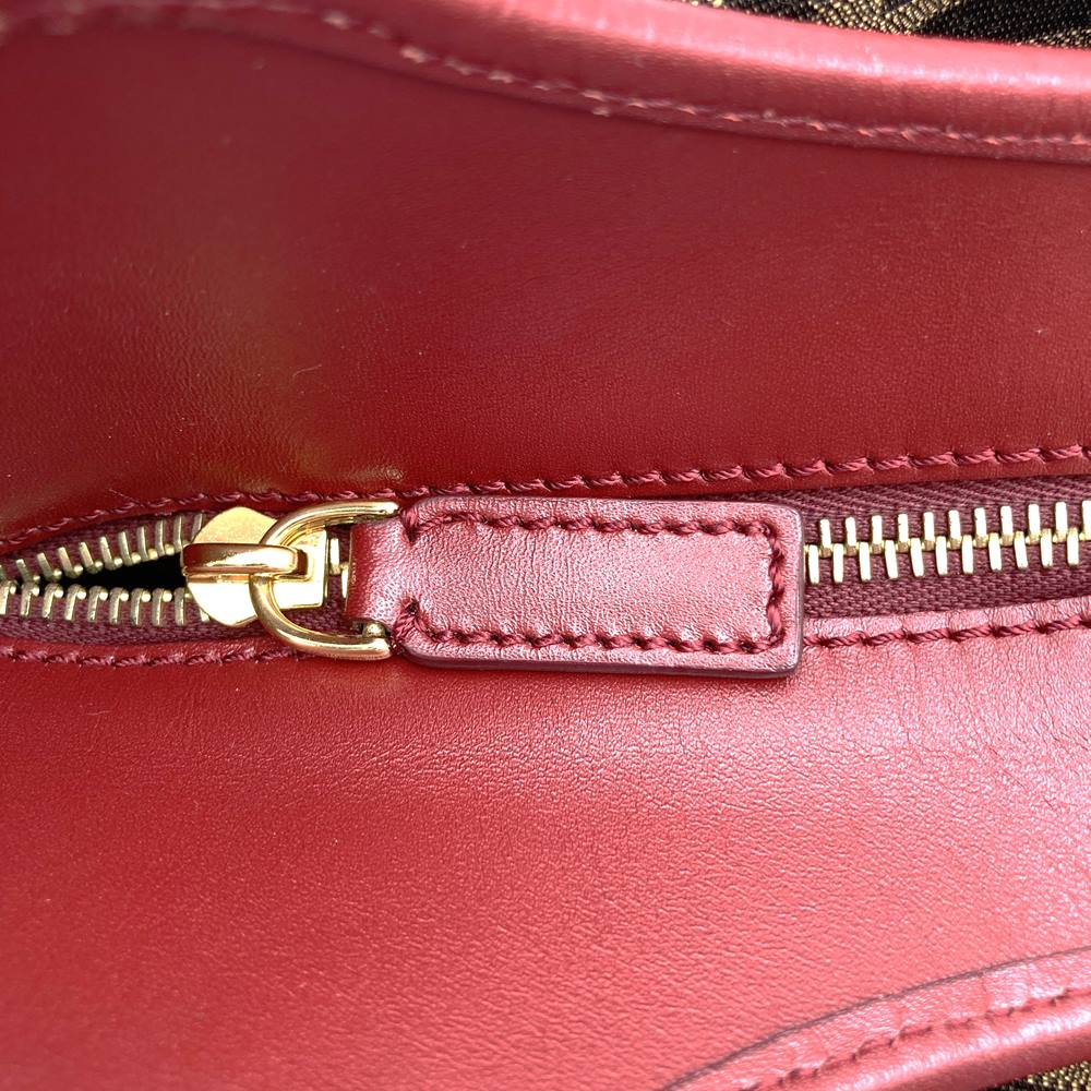 Fendi 8BH156 Zucca Handbag/Tote Bag Canvas Brown/Red Pre-owned