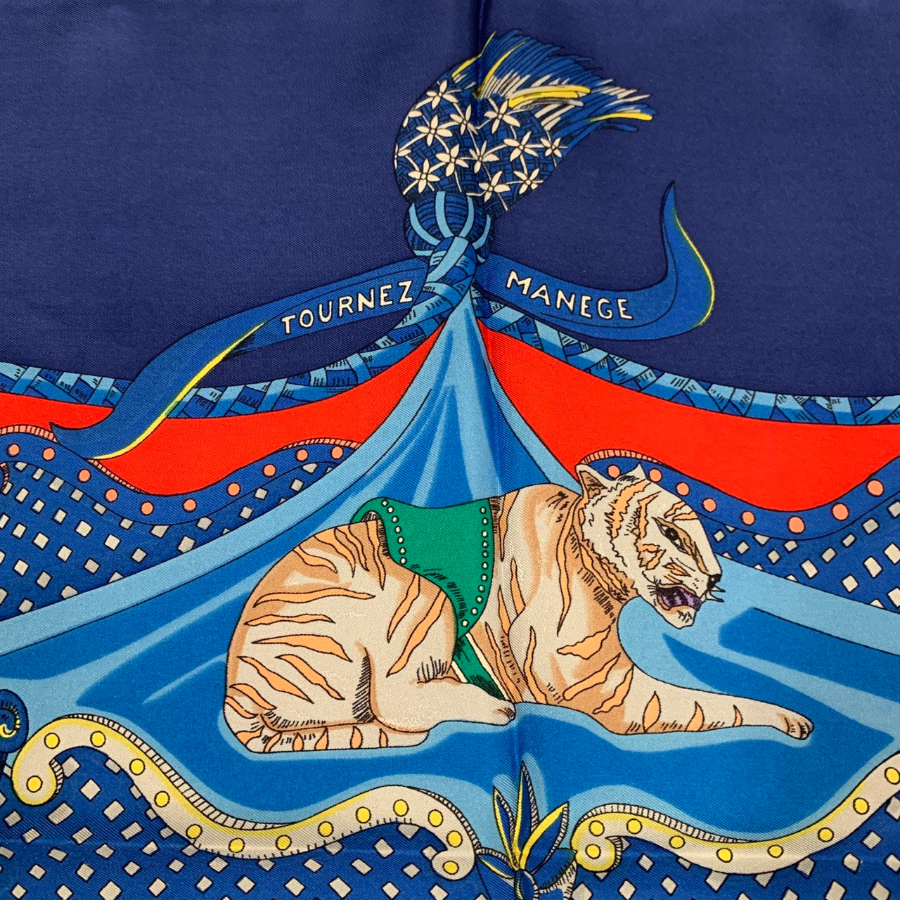 Hermès Carré Tournez Manège Scarf Silk Blue Pre-owned