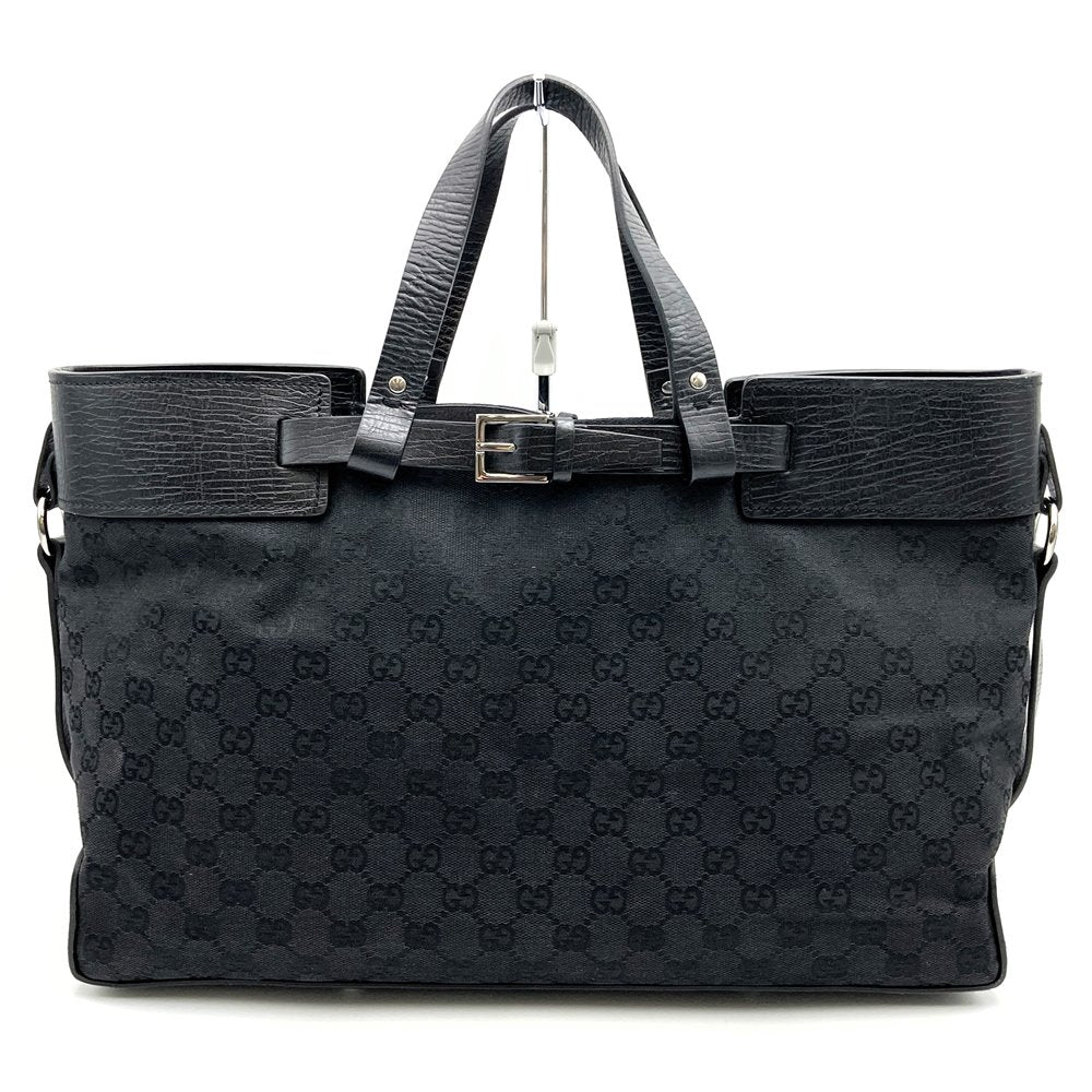 GUCCI 106251 Tote Bag GG Canvas Belt Black Women's PRE-OWNED