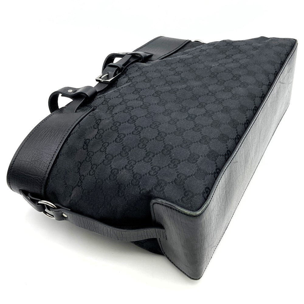 GUCCI 106251 Tote Bag GG Canvas Belt Black Women's PRE-OWNED