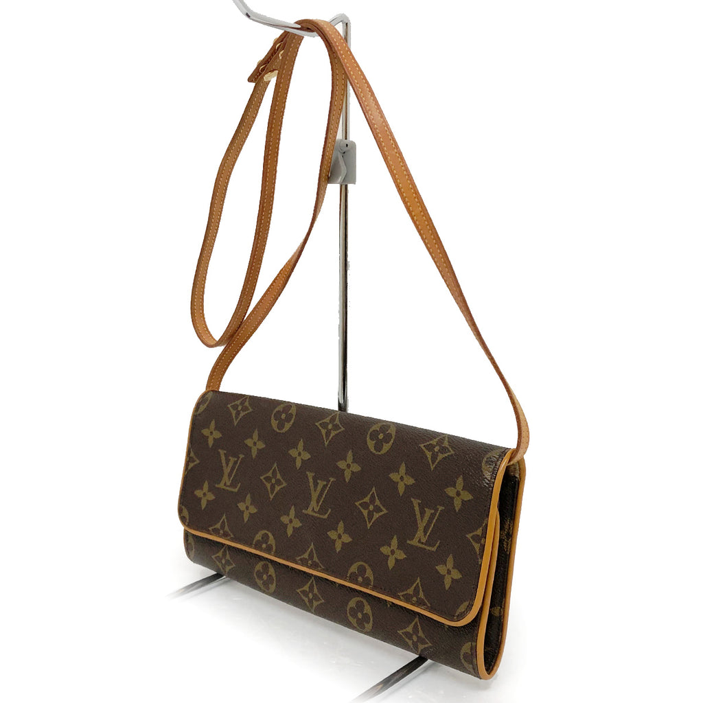 Louis Vuitton M51852 Pochette Twin GM Crossbody Shoulder Bag Monogram Canvas/Leather Brown Pre-owned