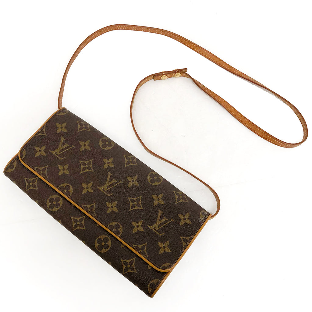 Louis Vuitton M51852 Pochette Twin GM Crossbody Shoulder Bag Monogram Canvas/Leather Brown Pre-owned