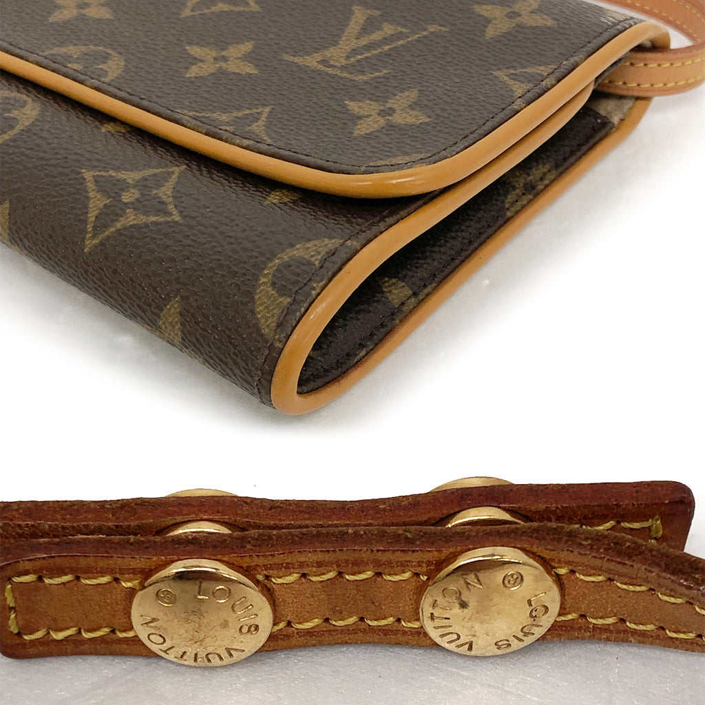 Louis Vuitton M51852 Pochette Twin GM Crossbody Shoulder Bag Monogram Canvas/Leather Brown Pre-owned
