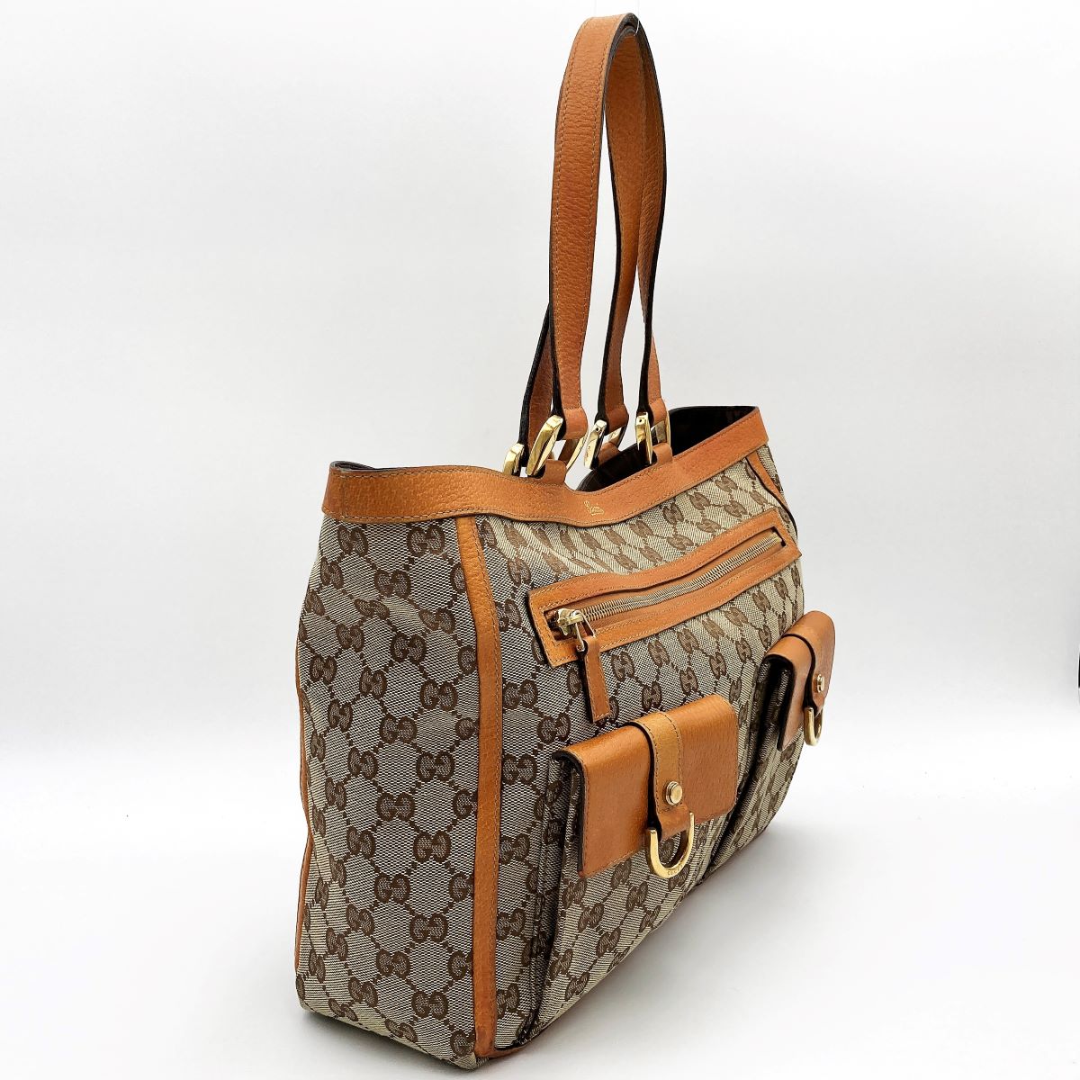 Gucci 146247 Tote Bag GG Canvas/Leather Brown/Beige Pre-owned