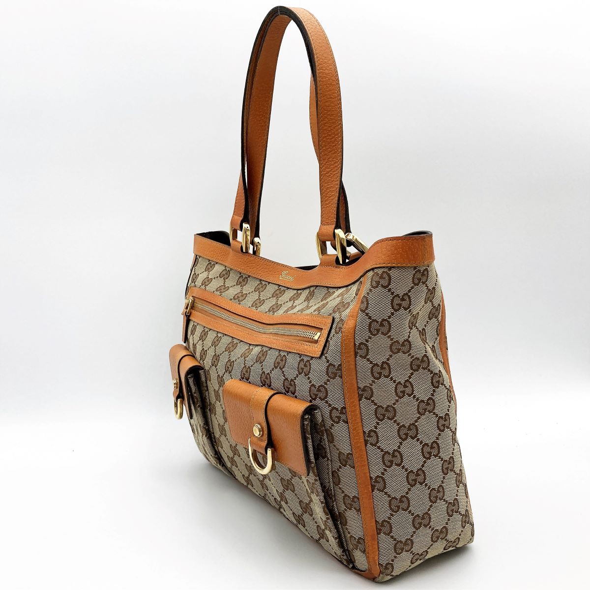 Gucci 146247 Tote Bag GG Canvas/Leather Brown/Beige Pre-owned