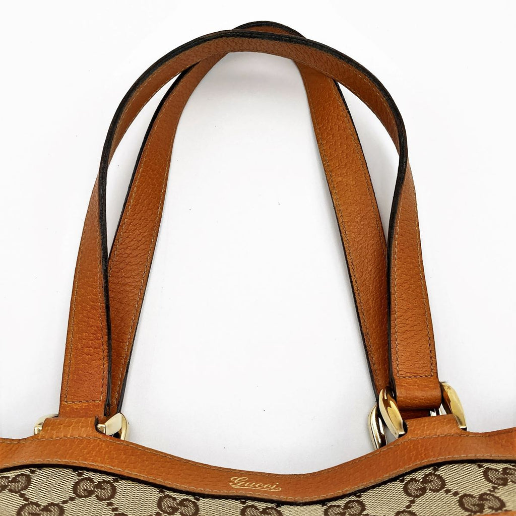Gucci 146247 Tote Bag GG Canvas/Leather Brown/Beige Pre-owned