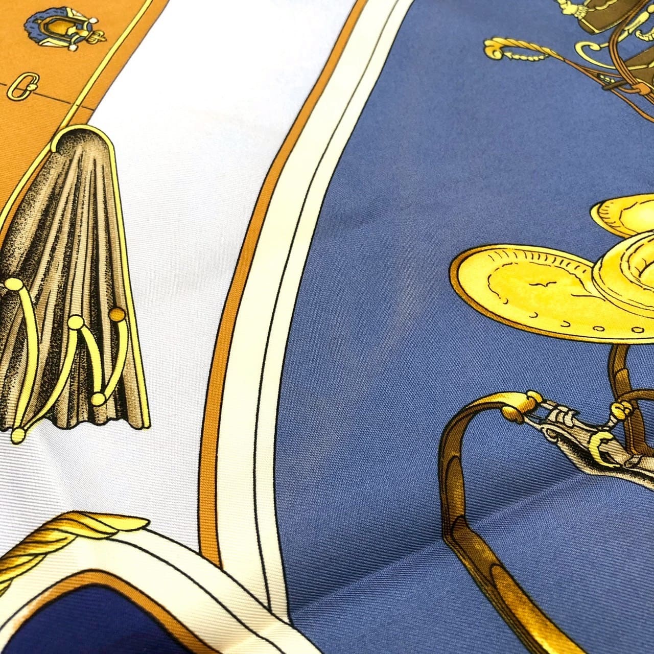 HERMES Carre 90 SPRINGS Scarf, Silk, Navy, Women's, Vintage PRE-OWNED