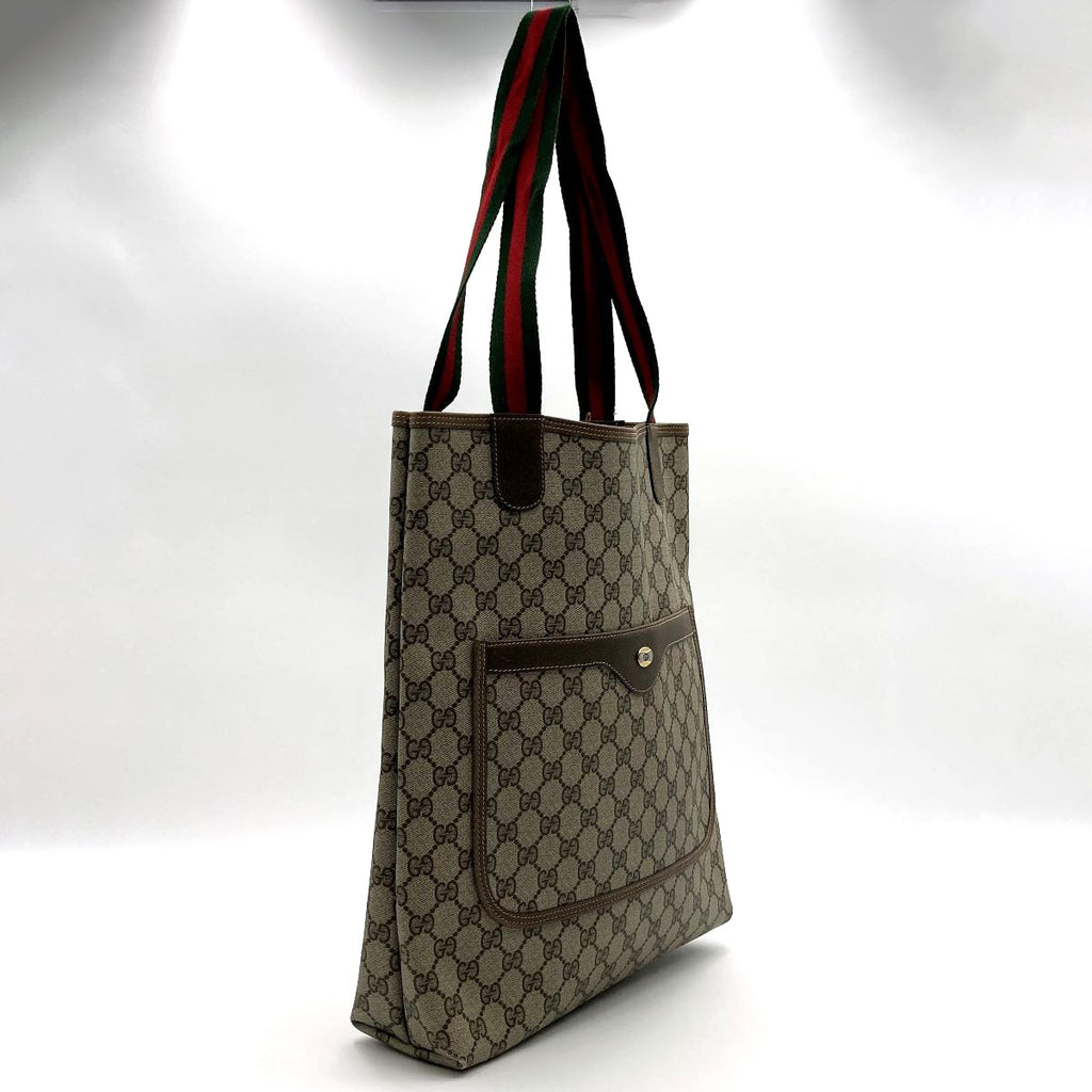 Gucci 39 02 003 Sherry Line Tote Bag GG Supreme Brown Pre-owned