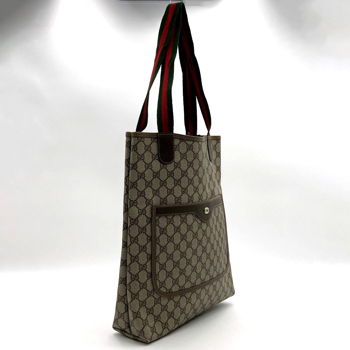 Gucci 39 02 003 Sherry Line Tote Bag GG Supreme Brown Pre-owned