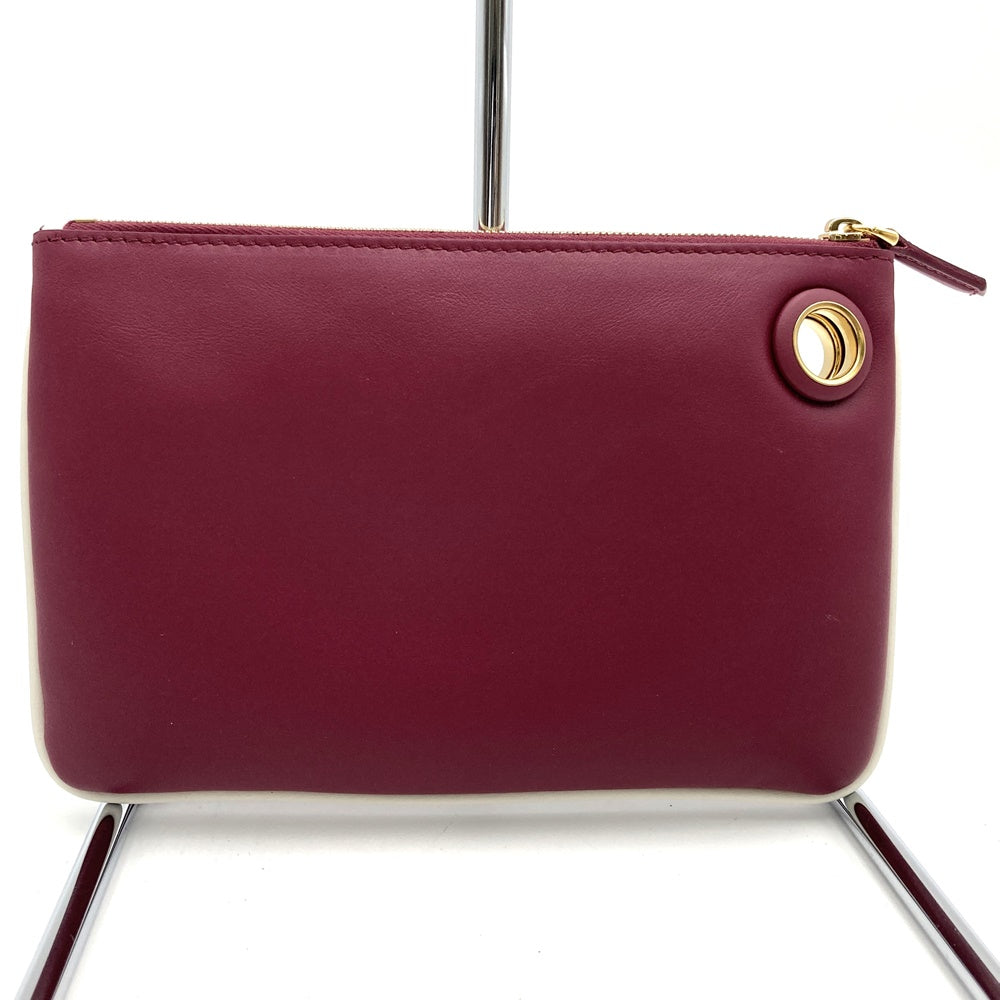 Fendi 8BS001A1FS Triplet 3-Pouch Clutch Bag Leather White/Red/Brown Pre-owned