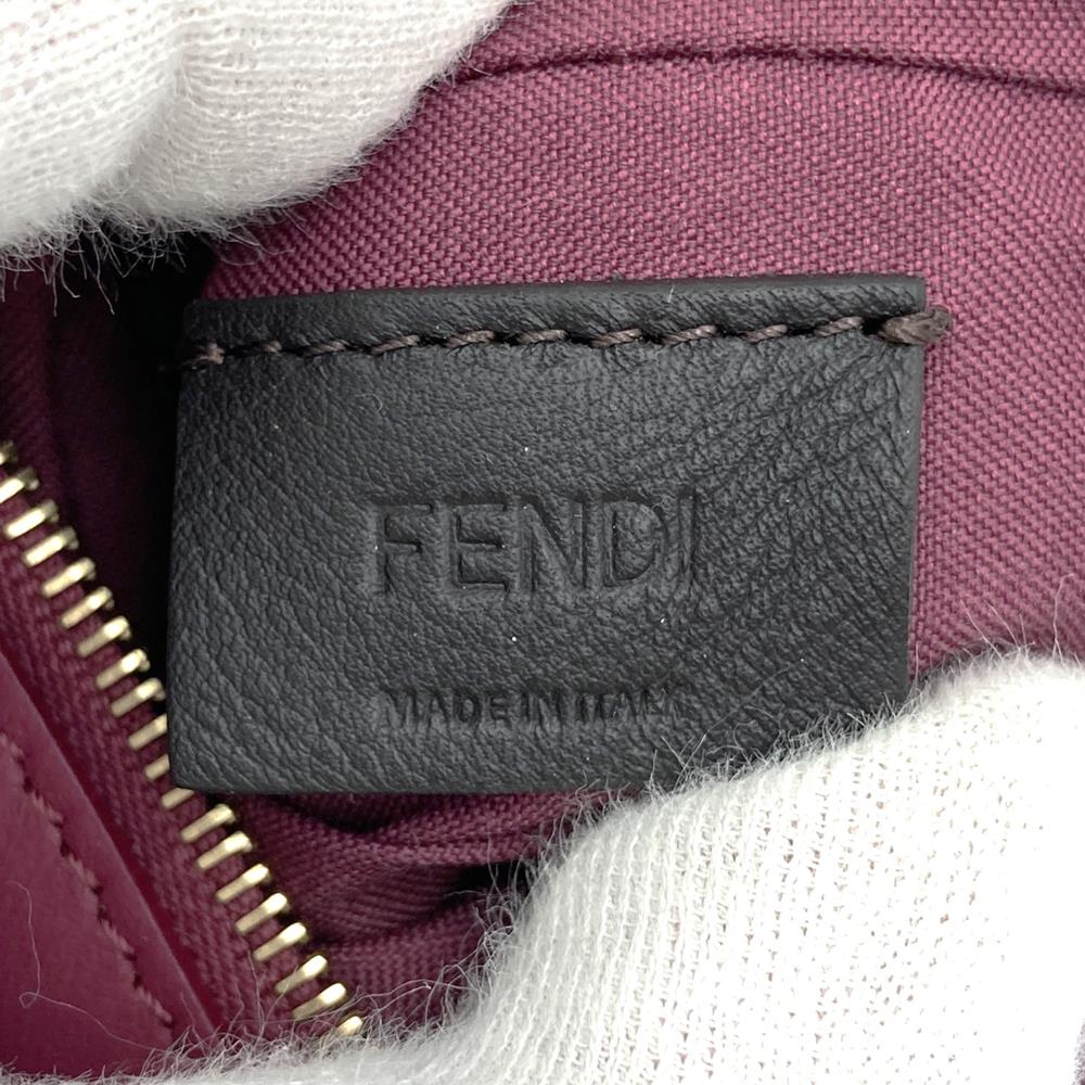 Fendi 8BS001A1FS Triplet 3-Pouch Clutch Bag Leather White/Red/Brown Pre-owned