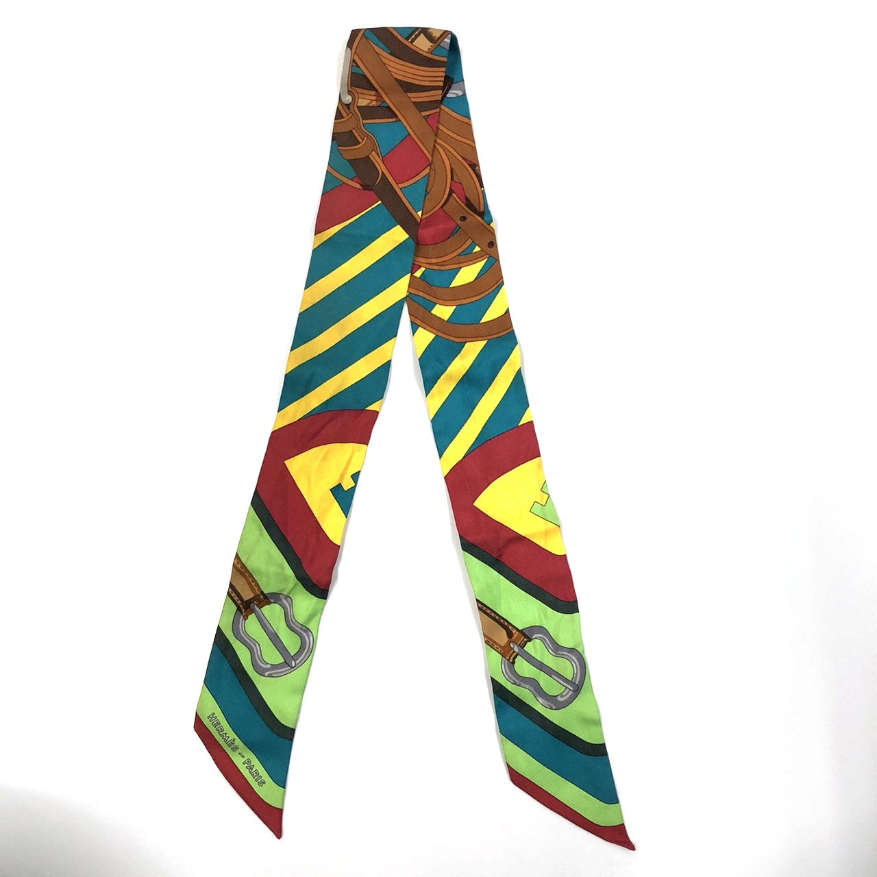 Hermès Twilly Scarf Silk Green/Multicolor Pre-owned