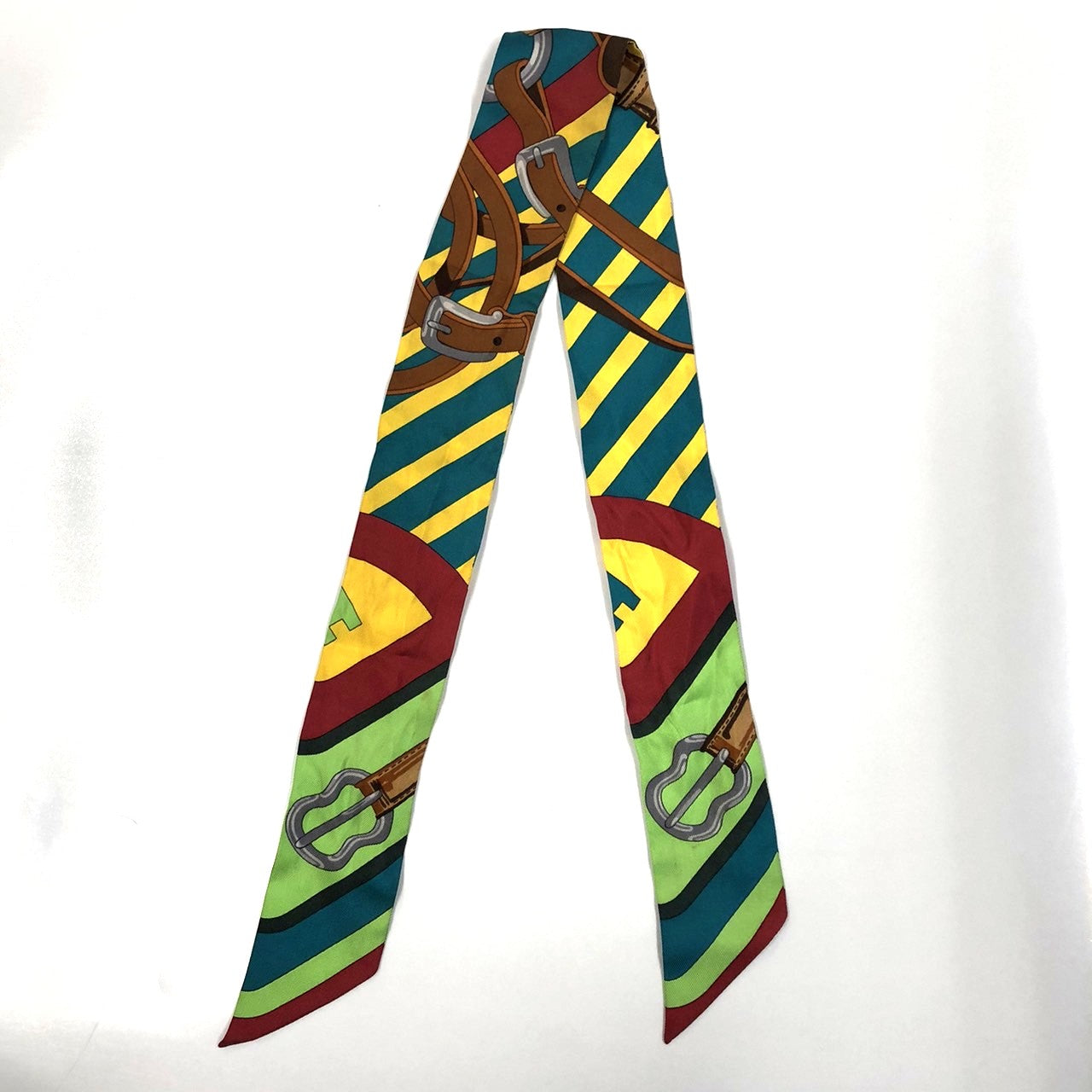 Hermès Twilly Scarf Silk Green/Multicolor Pre-owned