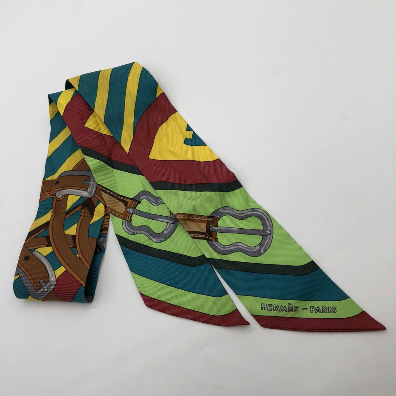 Hermès Twilly Scarf Silk Green/Multicolor Pre-owned